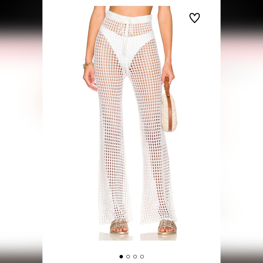Superdown White Crochet Wide Leg Pants